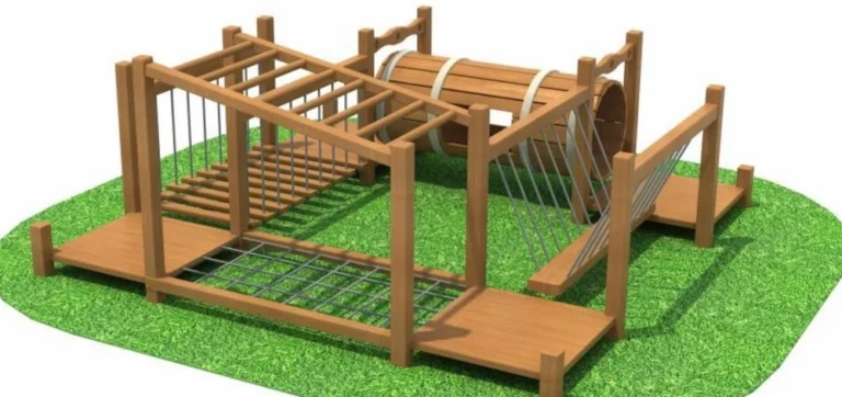 Playground Equipment Manufacturer | Indoor Soft Play & Custom Outdoor Playgrounds | Xinjiu Wooden climbing and rope obstacle course for outdoor activity