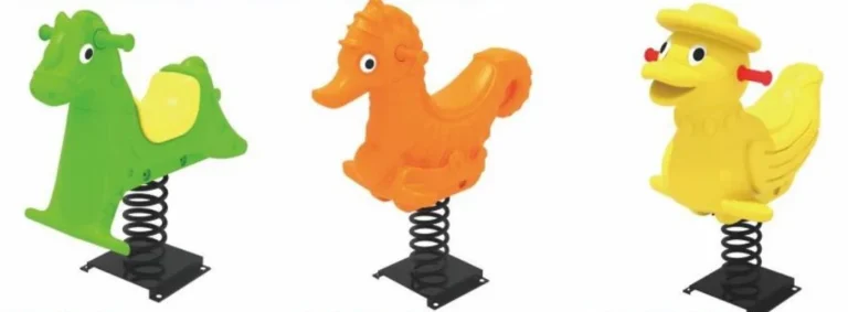 Playground Equipment Manufacturer | Indoor Soft Play & Custom Outdoor Playgrounds | Xinjiu Green, orange and yellow animal spring riders