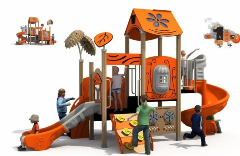 Playground Equipment Manufacturer | Indoor Soft Play & Custom Outdoor Playgrounds | Xinjiu Orange PE-panel combination slide with play towers and activity panels