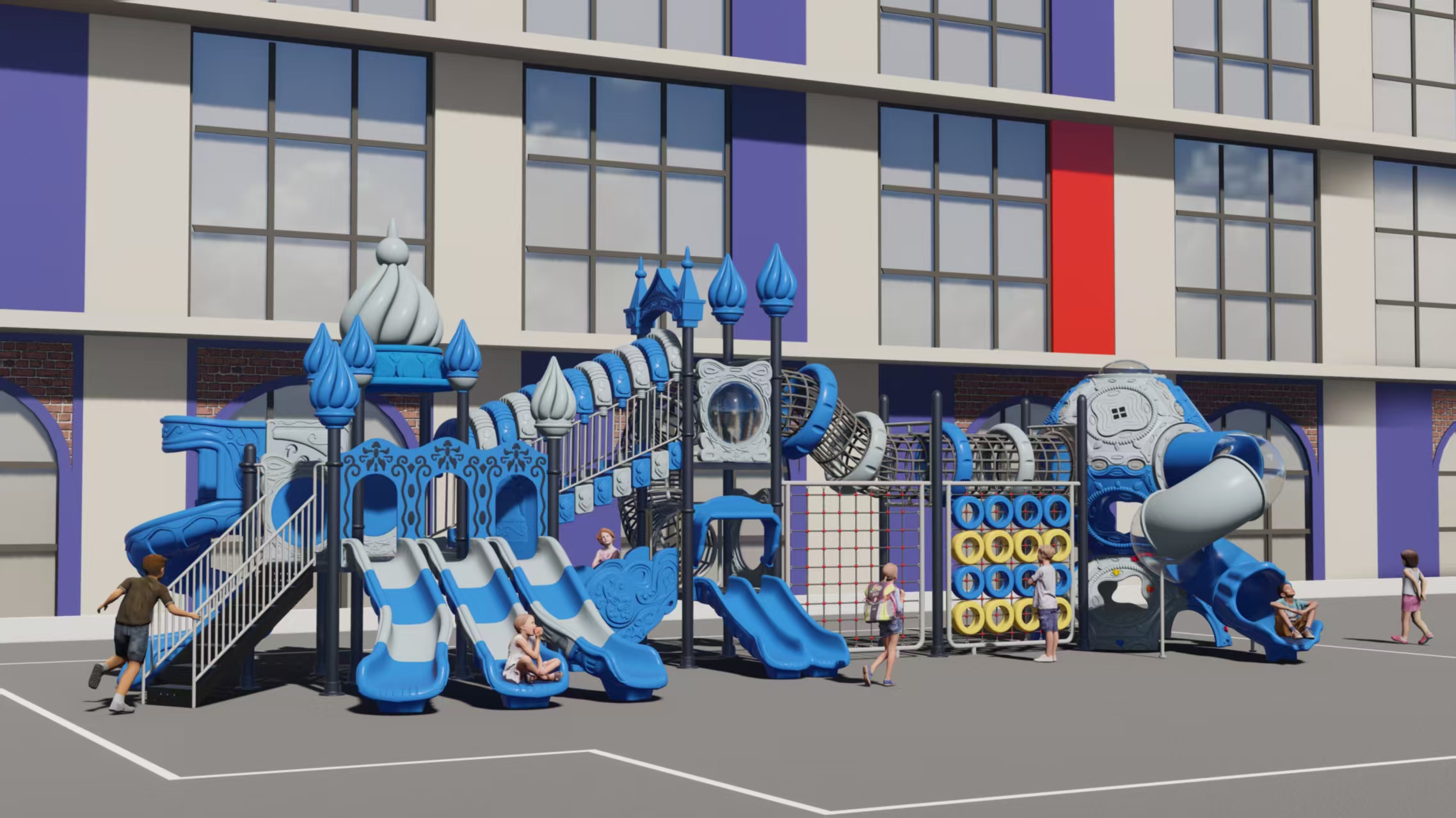 Playground Slide Manufacturer: Choosing the Right Slide Route Castle theme playground slide system with open and enclosed slide routes