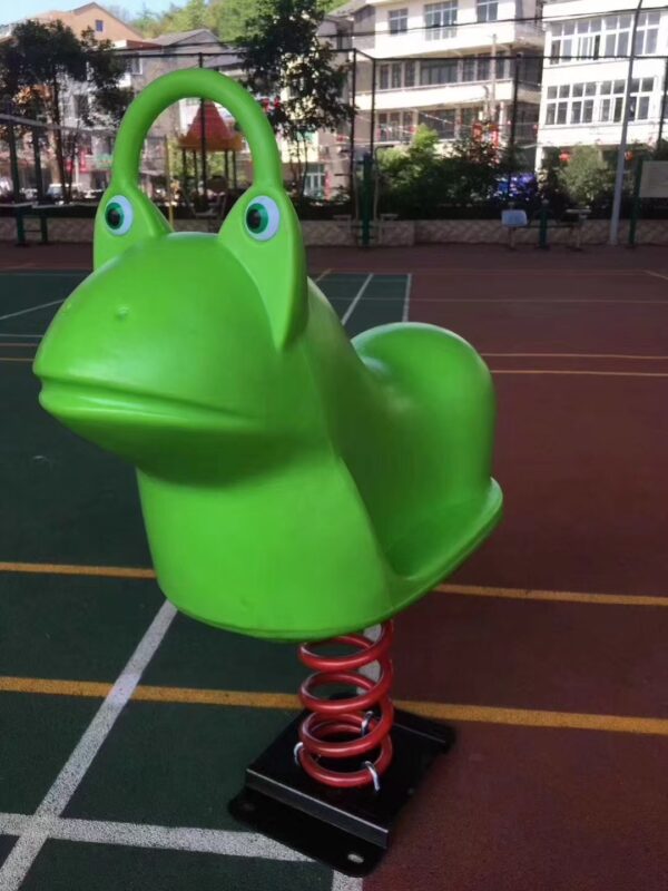 Indoor & Outdoor Playground Equipment | Soft Play, Custom Structures & Slides | Xinjiu Green molded plastic frog spring rider