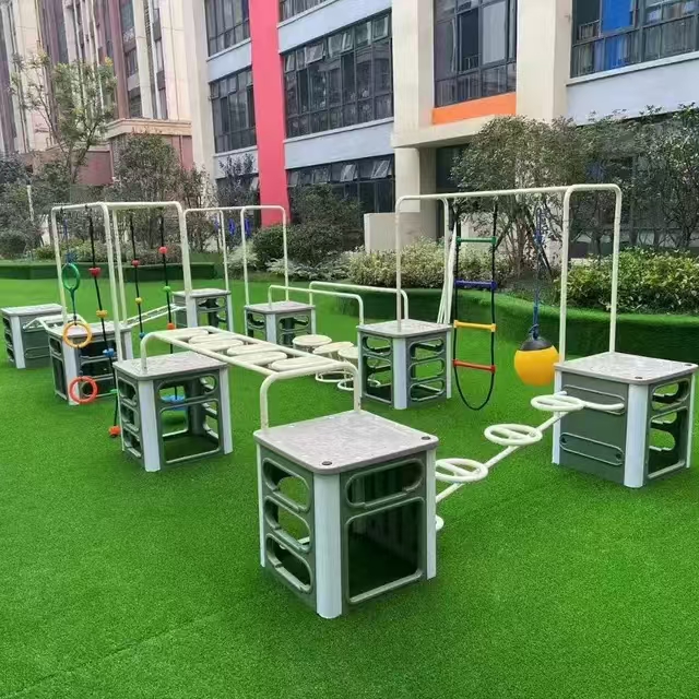 Indoor & Outdoor Playground Equipment | Soft Play, Custom Structures & Slides | Xinjiu Outdoor fitness skills course installed on artificial grass