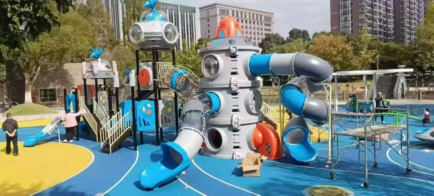 Space-themed playground installed in a residential community