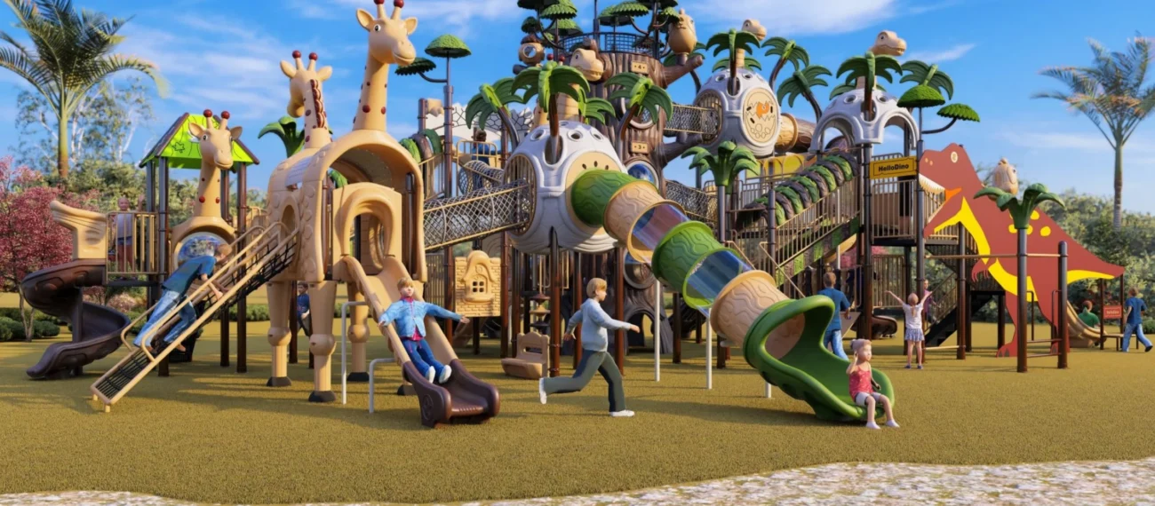 03关于我们页-About Wenzhou Xinjiu Amusement | Custom Playground Manufacturer Custom nature-inspired playground arranged as an integrated outdoor play landscape